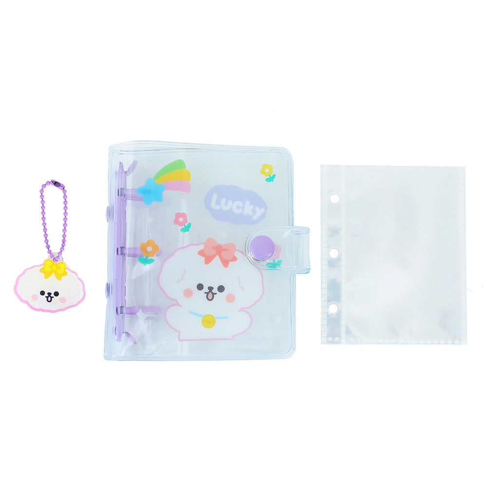 2 Inch 3 Ring Binder Cartoon Bear PVC Mini Binder Toploader Loose-leaf Photo Album+10 Inner Pages