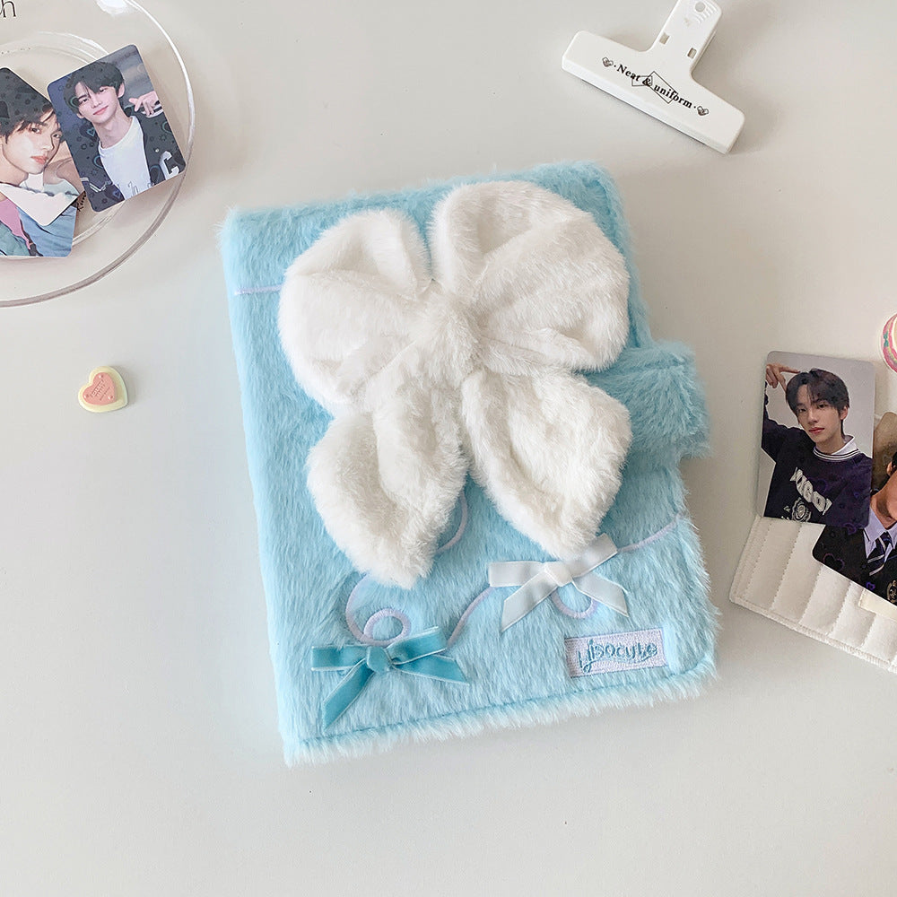 Girl A5 big bow plush album 3 inch photo storage album 4 palace grid star chasing card album game card collection album