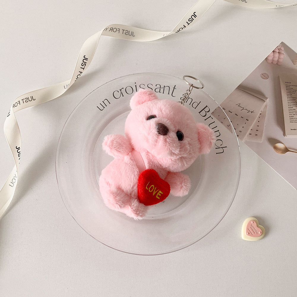 Cartoon love bear plush keychain pendant student doll schoolbag pendant plush doll jewelry female