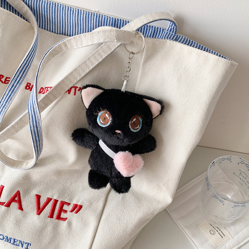 2025 new cartoon backpack cat plush doll pendant student schoolbag decoration cartoon keychain doll girl