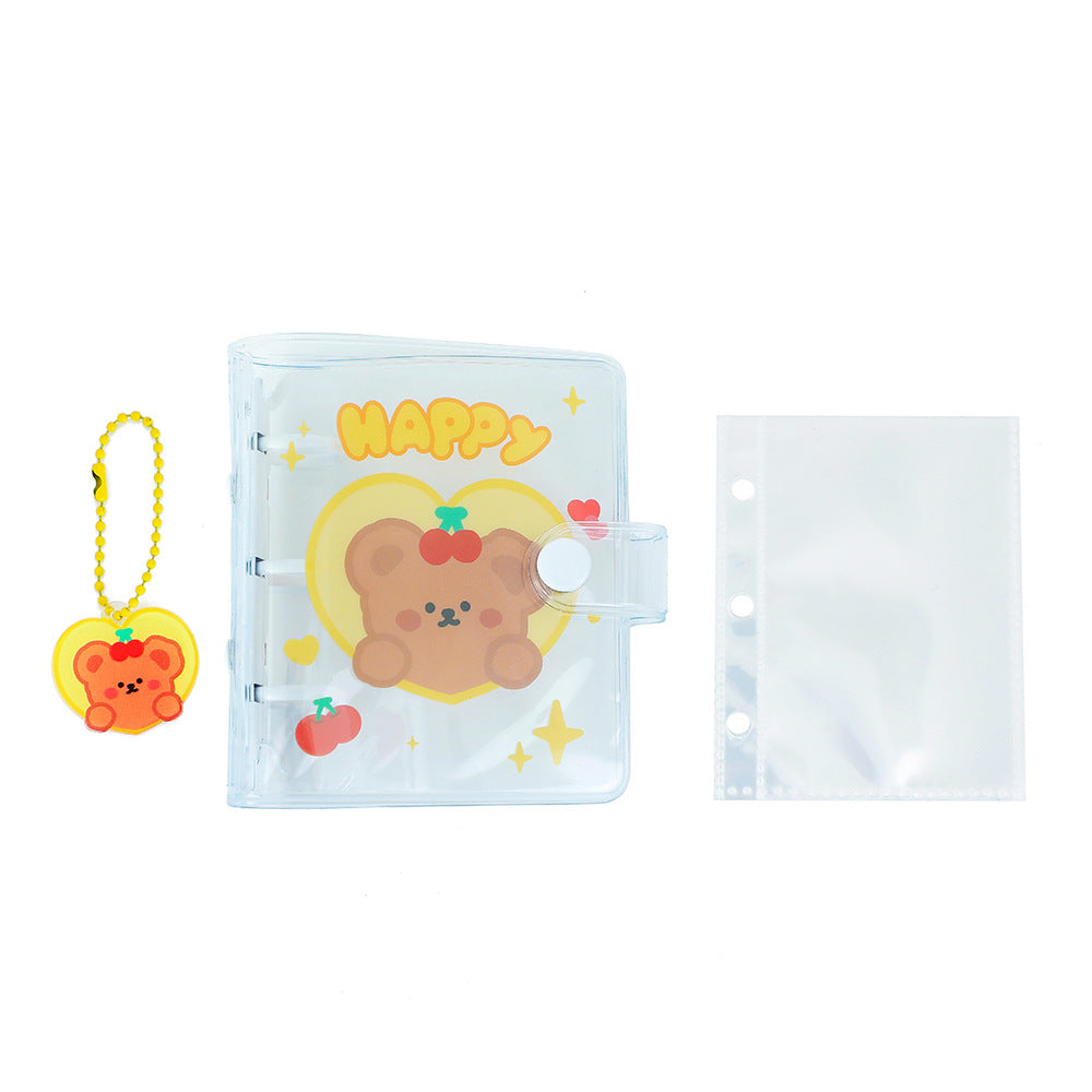 2 Inch 3 Ring Binder Cartoon Bear PVC Mini Binder Toploader Loose-leaf Photo Album+10 Inner Pages