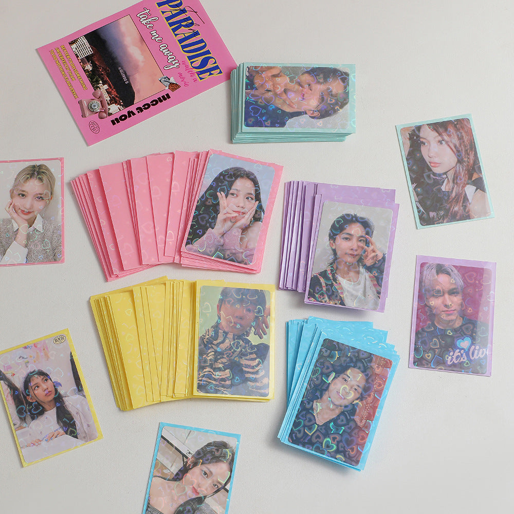 20 silk laser love double-layer card film girl album card protective cover star peripheral Polaroid small card cover