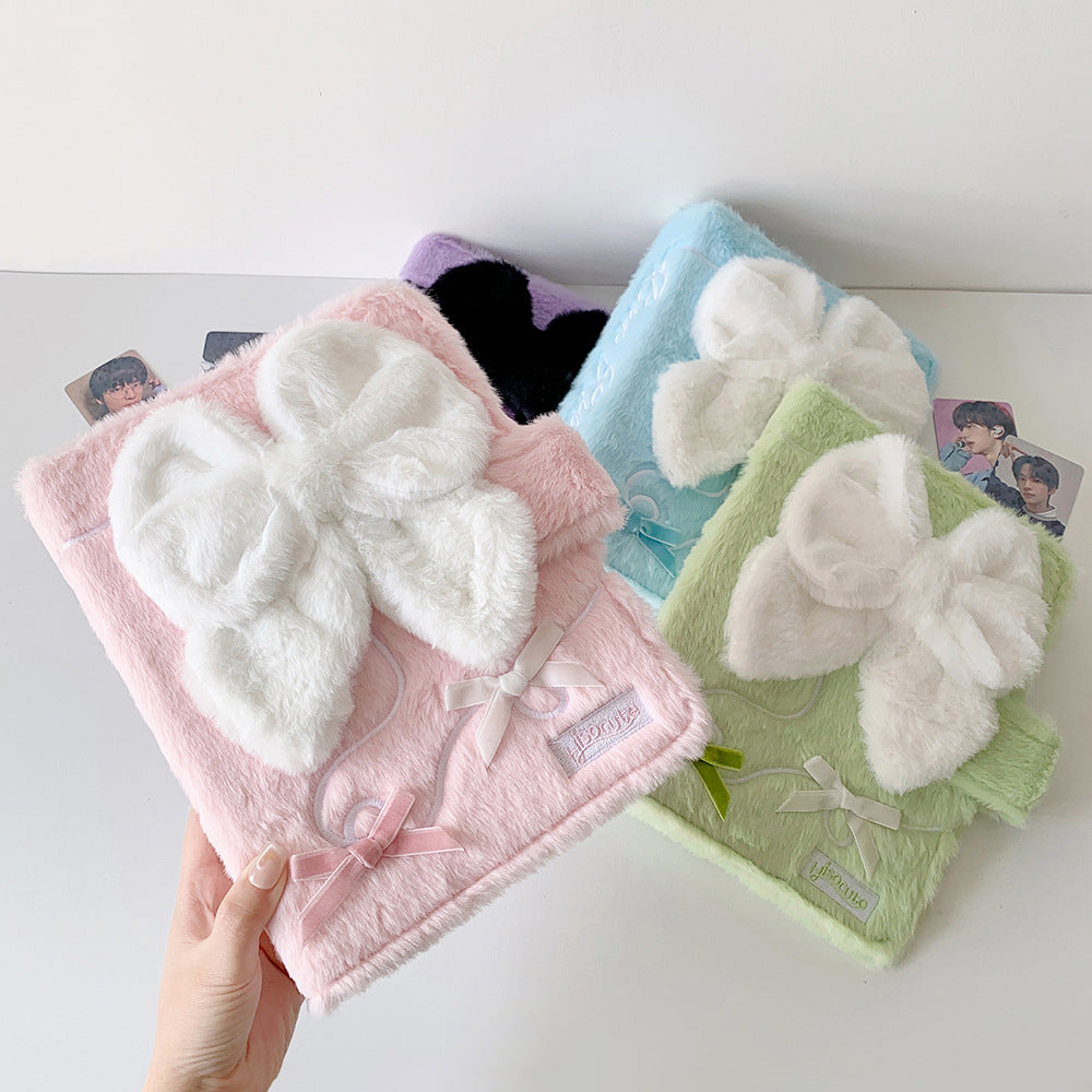 Girl A5 big bow plush album 3 inch photo storage album 4 palace grid star chasing card album game card collection album