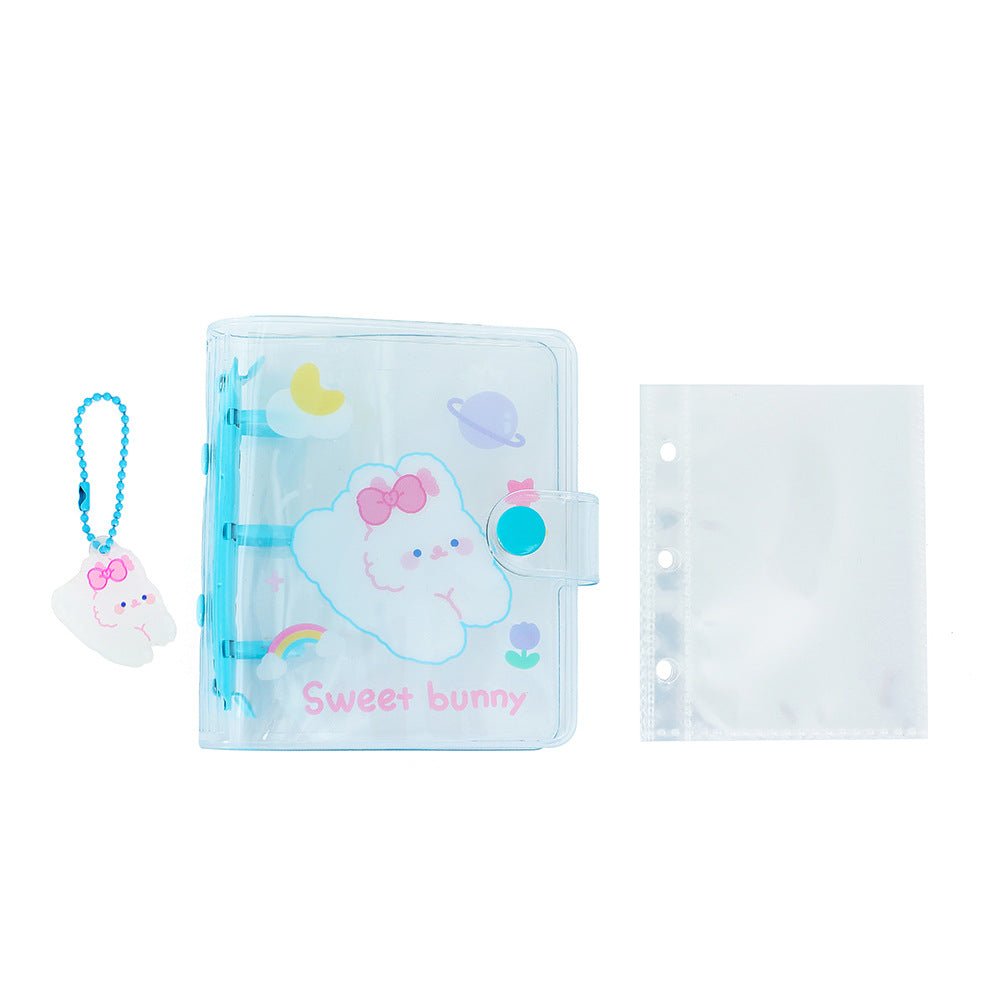 2 Inch 3 Ring Binder Cartoon Bear PVC Mini Binder Toploader Loose-leaf Photo Album+10 Inner Pages