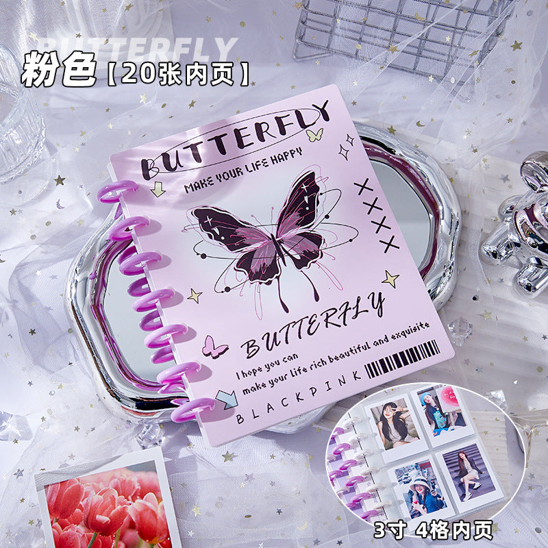 7 Ring A5 Binder Butterfly with 20 Sheets Card Sleeves