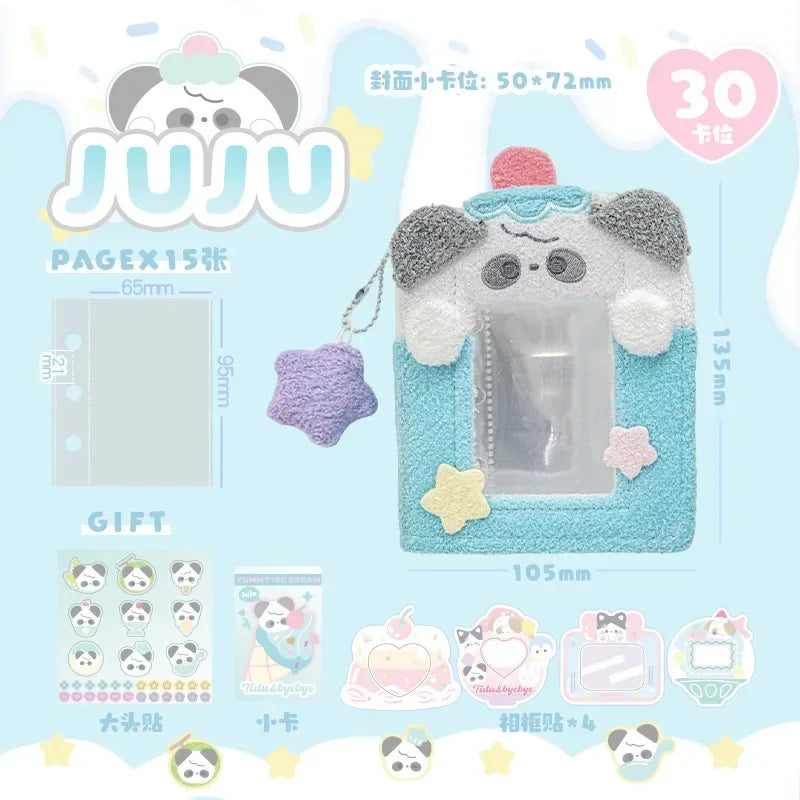 3inch Plush Binder Photocard Holder Kpop Idol Photo Albums with 15pcs Inner Pages Card Collect Book Album for Photographs S7