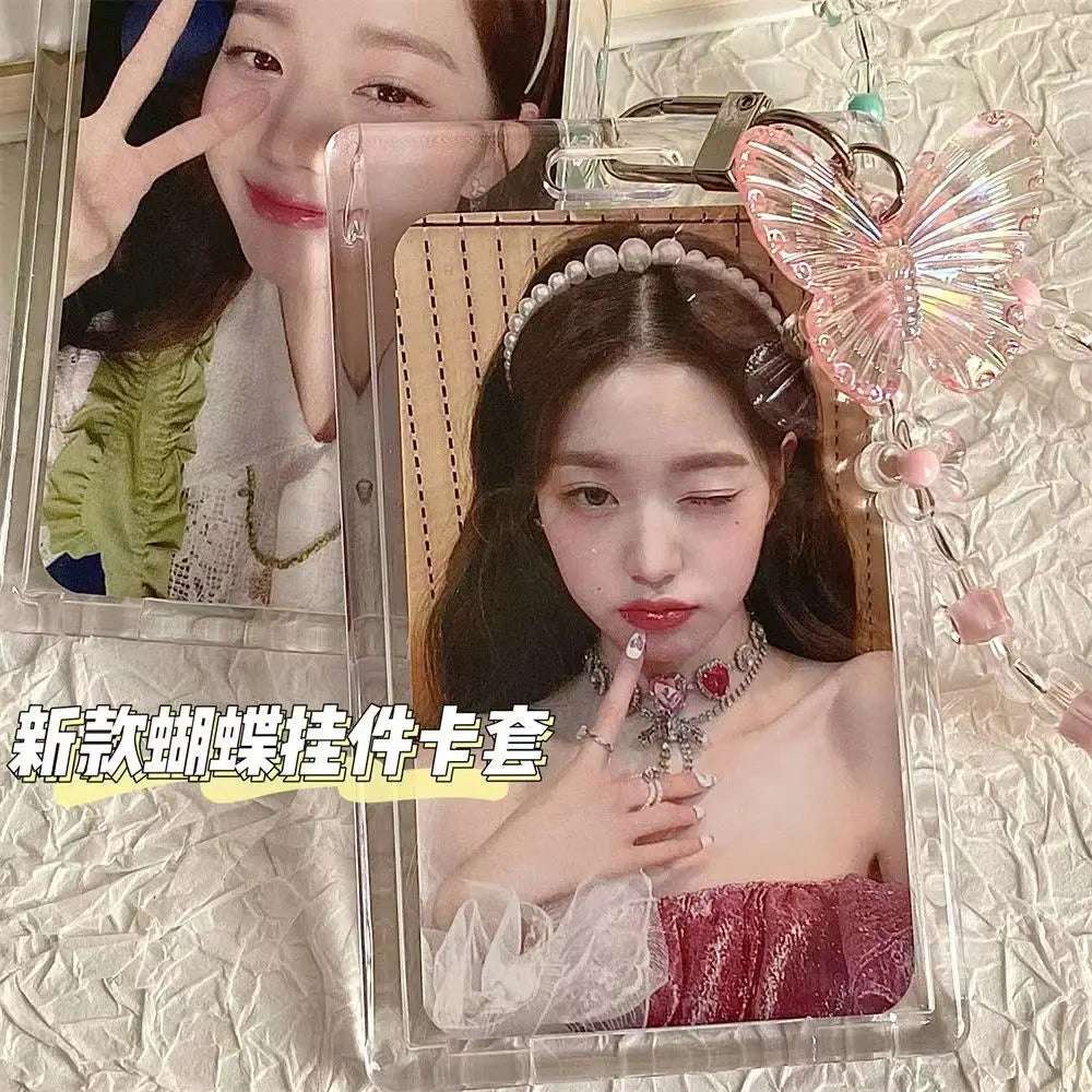 Kpop Photocard Holder Crystal Butterfly 3 Inch Photo Sleeve ID Bank Cards Photo Display Holder Bus Card Protective Case Butterfly-C2
