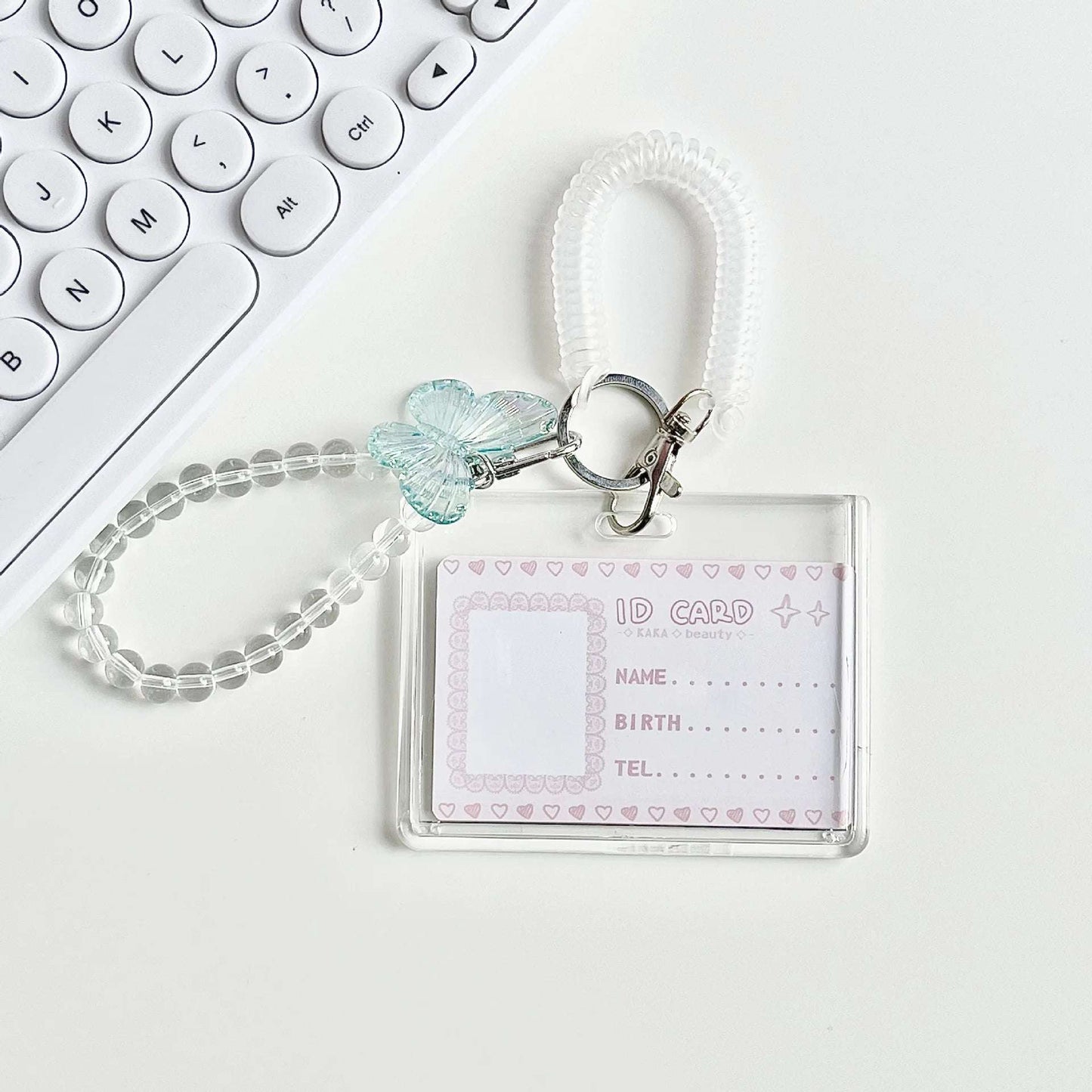 Kpop Photocard Holder Crystal Butterfly 3 Inch Photo Sleeve ID Bank Cards Photo Display Holder Bus Card Protective Case Light blue2-B