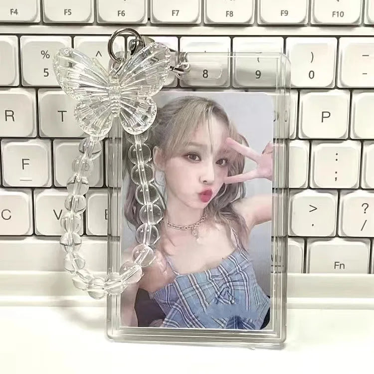Kpop Photocard Holder Crystal Butterfly 3 Inch Photo Sleeve ID Bank Cards Photo Display Holder Bus Card Protective Case Butterfly-A1