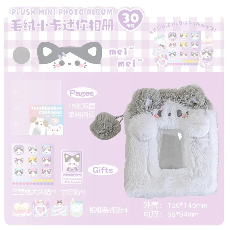 3inch Plush Binder Photocard Holder Kpop Idol Photo Albums with 15pcs Inner Pages Card Collect Book Album for Photographs S3