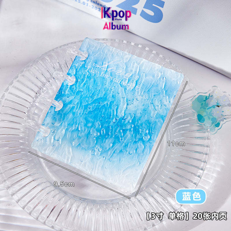 High-value ins water ripple card album, a palace grid of 3 inches, photo album, mini acrylic love bean small card storage album