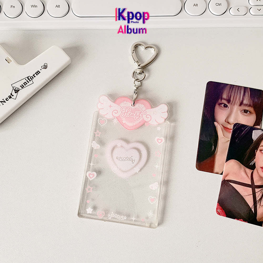 ins Angel Love Transparent Glitter Card Set Star Chasing Girl Three Inch Small Card Gu Card Brick Student Keychain Pendant