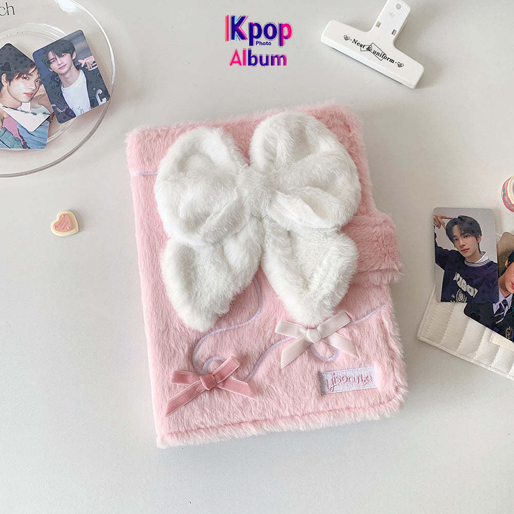 Girl A5 big bow plush album 3 inch photo storage album 4 palace grid star chasing card album game card collection album