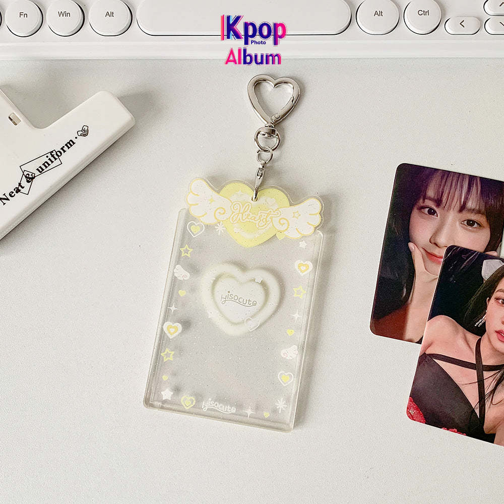 ins Angel Love Transparent Glitter Card Set Star Chasing Girl Three Inch Small Card Gu Card Brick Student Keychain Pendant