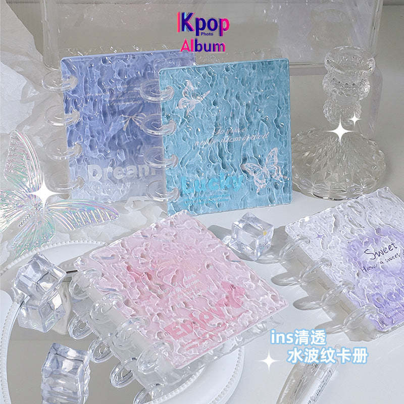 High-value ins water ripple card album, a palace grid of 3 inches, photo album, mini acrylic love bean small card storage album
