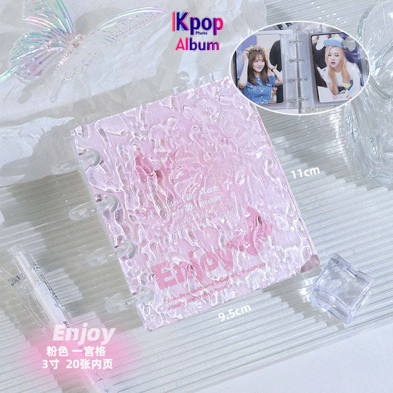 High-value ins water ripple card album, a palace grid of 3 inches, photo album, mini acrylic love bean small card storage album