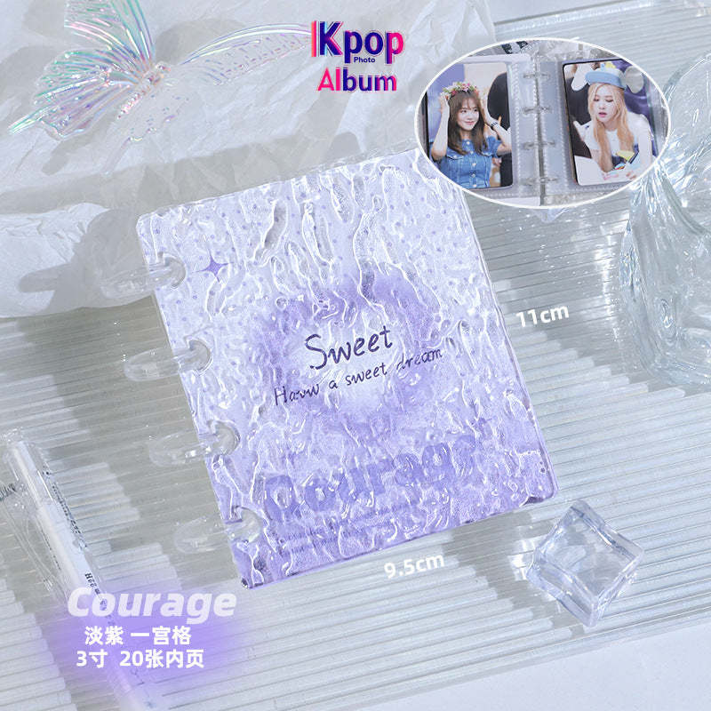 High-value ins water ripple card album, a palace grid of 3 inches, photo album, mini acrylic love bean small card storage album