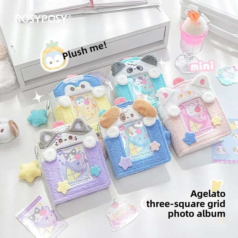 3inch Plush Binder Photocard Holder Kpop Idol Photo Albums with 15pcs Inner Pages Card Collect Book Album for Photographs
