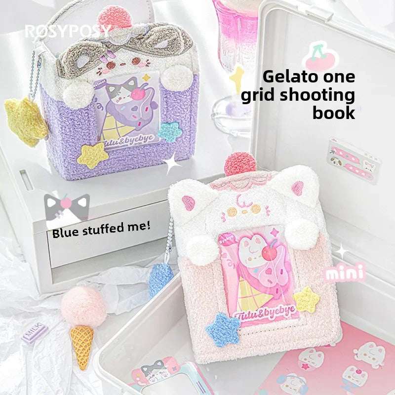 3inch Plush Binder Photocard Holder Kpop Idol Photo Albums with 15pcs Inner Pages Card Collect Book Album for Photographs