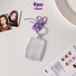 Transparent acrylic love bow keychain pendant can be placed, ID photo, big head sticker, photo frame, star chasing pendant, female.