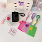 Korean version vertical double card position lanyard card cover girl solid color three-inch Polaroid star chasing card cover meal card campus card bag