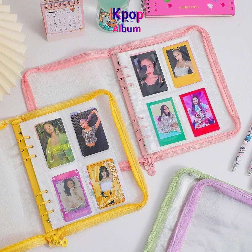 A5 Zipper Binder Photocard Holder Kpop Idol Photo Album DIY Journal Dairy Picture Collect Book School Stationery Supplies