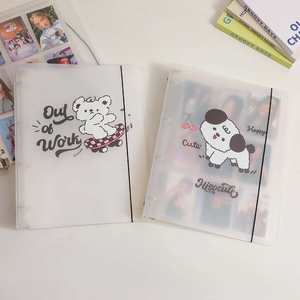 Korean A4 frosted loose-leaf photo album with 25 Premium Photocard Sleeves 9 grid Polaroid storage book Student girls three inch star card book