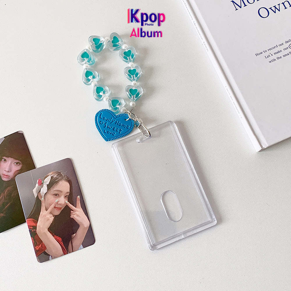 Summer transparent acrylic hard card cover, love keychain pendant card bag, girl Polaroid 3-inch star chasing card cover