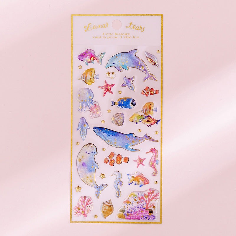 Korean ins unicorn crystal Epoxy sticker creative bronzing hand account decorative sticker student diary DIY sticker