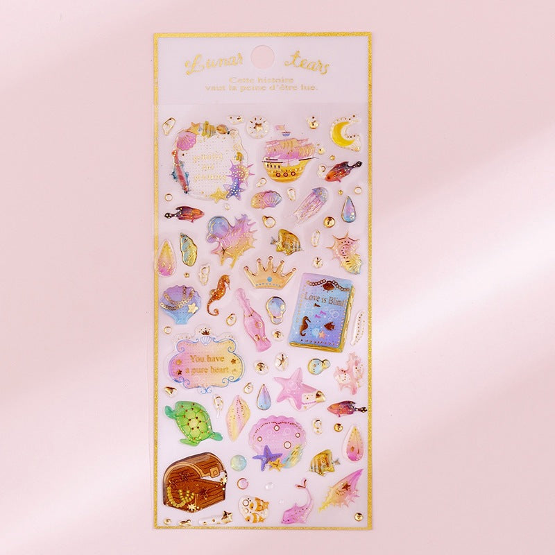 Korean ins unicorn crystal Epoxy sticker creative bronzing hand account decorative sticker student diary DIY sticker