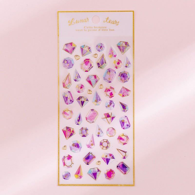 Korean ins unicorn crystal Epoxy sticker creative bronzing hand account decorative sticker student diary DIY sticker