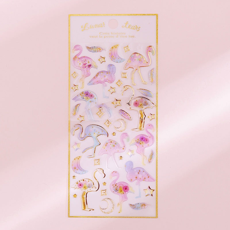 Korean ins unicorn crystal Epoxy sticker creative bronzing hand account decorative sticker student diary DIY sticker