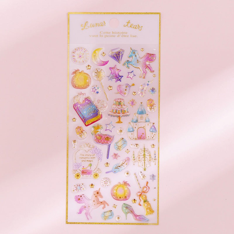 Korean ins unicorn crystal Epoxy sticker creative bronzing hand account decorative sticker student diary DIY sticker