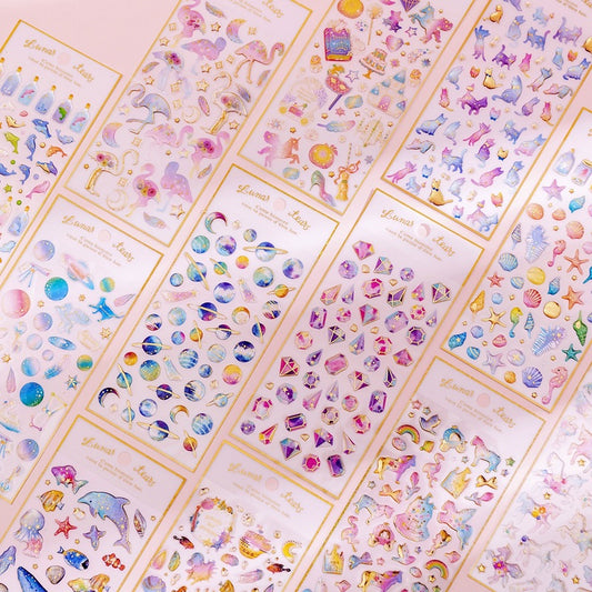 Korean ins unicorn crystal Epoxy sticker creative bronzing hand account decorative sticker student diary DIY sticker