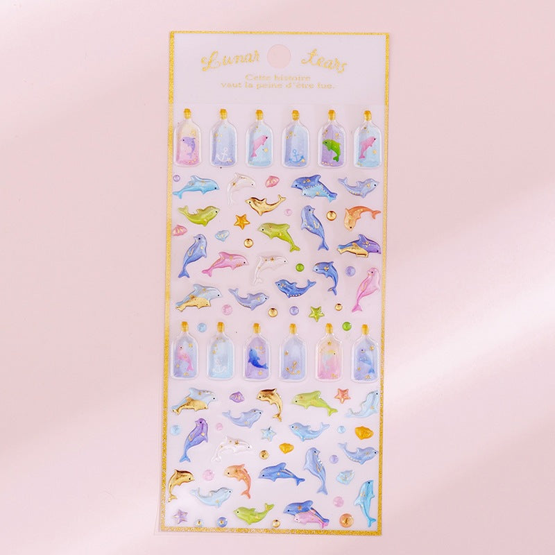 Korean ins unicorn crystal Epoxy sticker creative bronzing hand account decorative sticker student diary DIY sticker