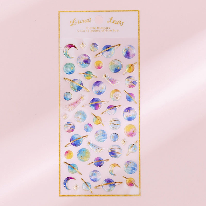 Korean ins unicorn crystal Epoxy sticker creative bronzing hand account decorative sticker student diary DIY sticker