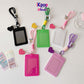 Korean version vertical double card position lanyard card cover girl solid color three-inch Polaroid star chasing card cover meal card campus card bag