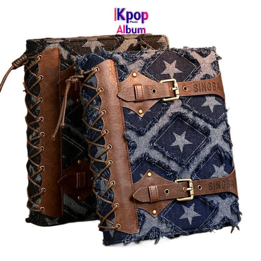 Denim Card Album Sigongge 3-inch Idol Album Small Card Polaroid Loose-leaf Commemorative Storage Photo Album Office Use