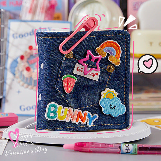 1 Gongge denim card album, retro mini 3-inch Polaroid fabric album, star chasing, idou small card loose-leaf storage album