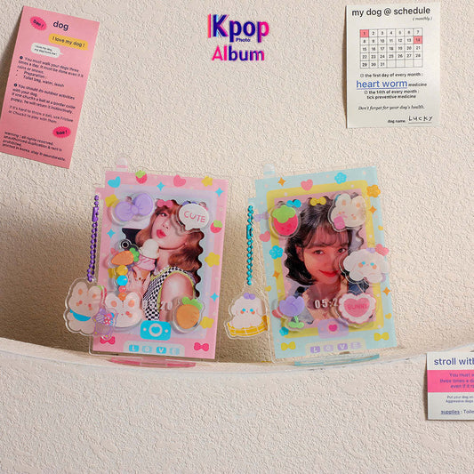 New ins wind acrylic standing brand sweet girl small card display card brick star love bean desktop display photo frame