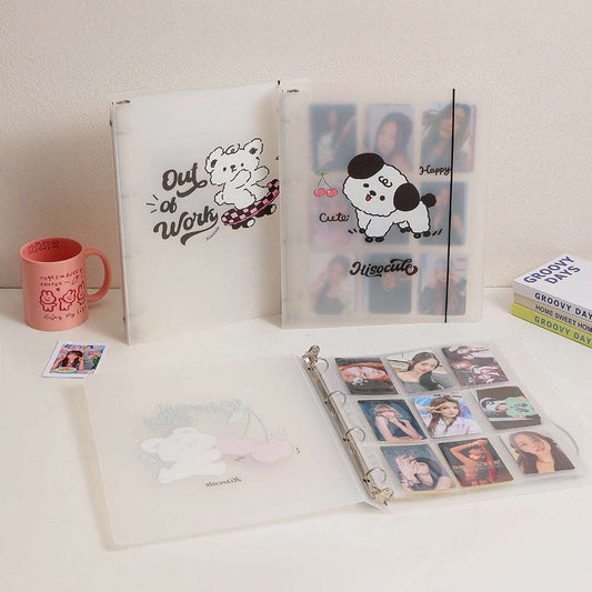 Korean A4 frosted loose-leaf photo album with 25 Premium Photocard Sleeves 9 grid Polaroid storage book Student girls three inch star card book