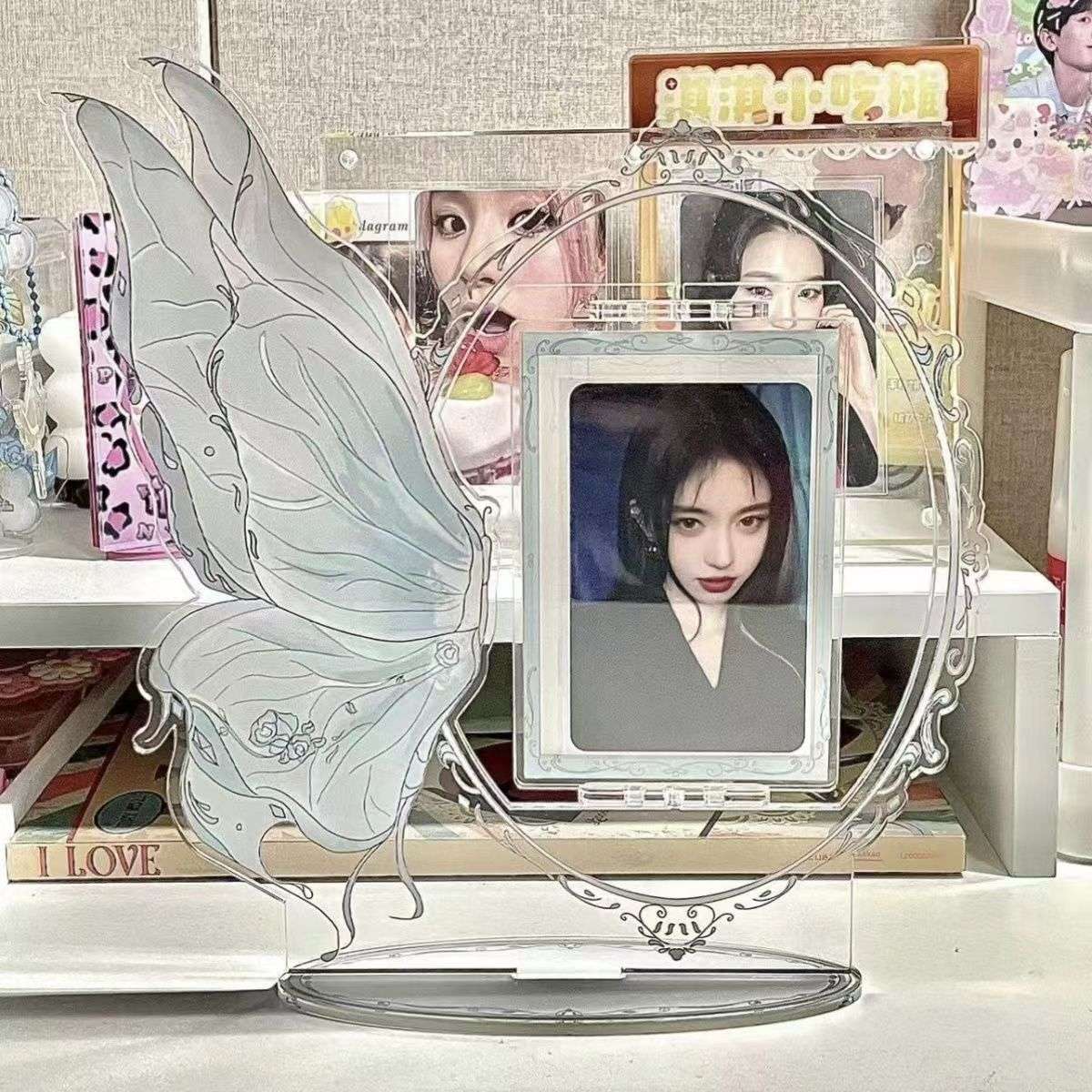Revolving butterfly around the acrylic decorative small card display standing card 3 inch photo card original brand