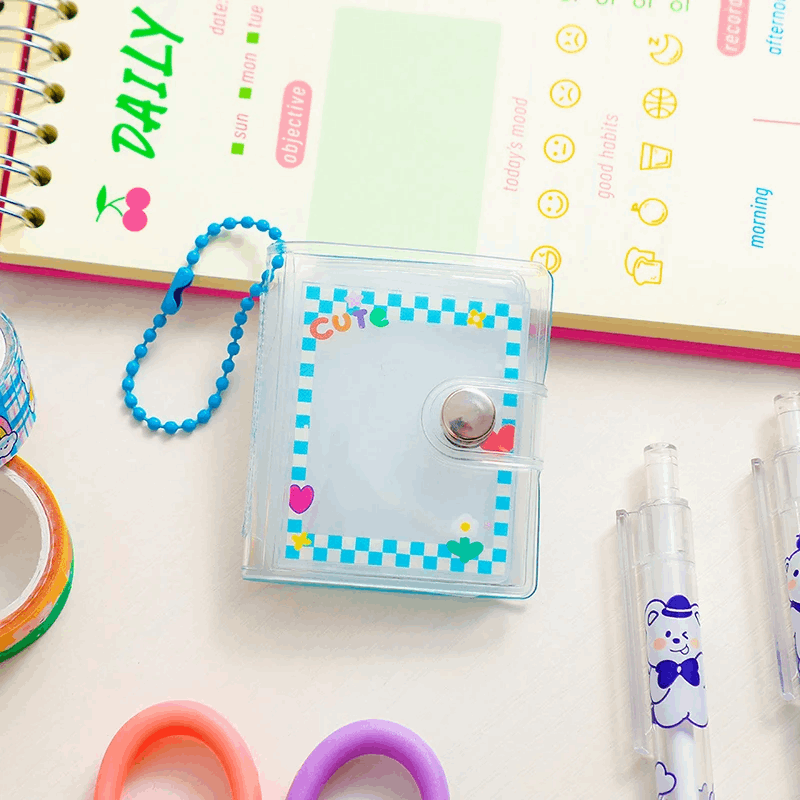 2 Inch 16 Pockets Small Photo Album Mini Photos Collect Book Photocard Holder With Keychain DIY PVC Portable Pocket Album A7