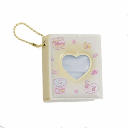 Cartoon 2-inch Mini Photo Album Girl Heart Hollow Photo Sticker Storage Book Key Chain Girl Love Hanger Card Booklet Key Ring B
