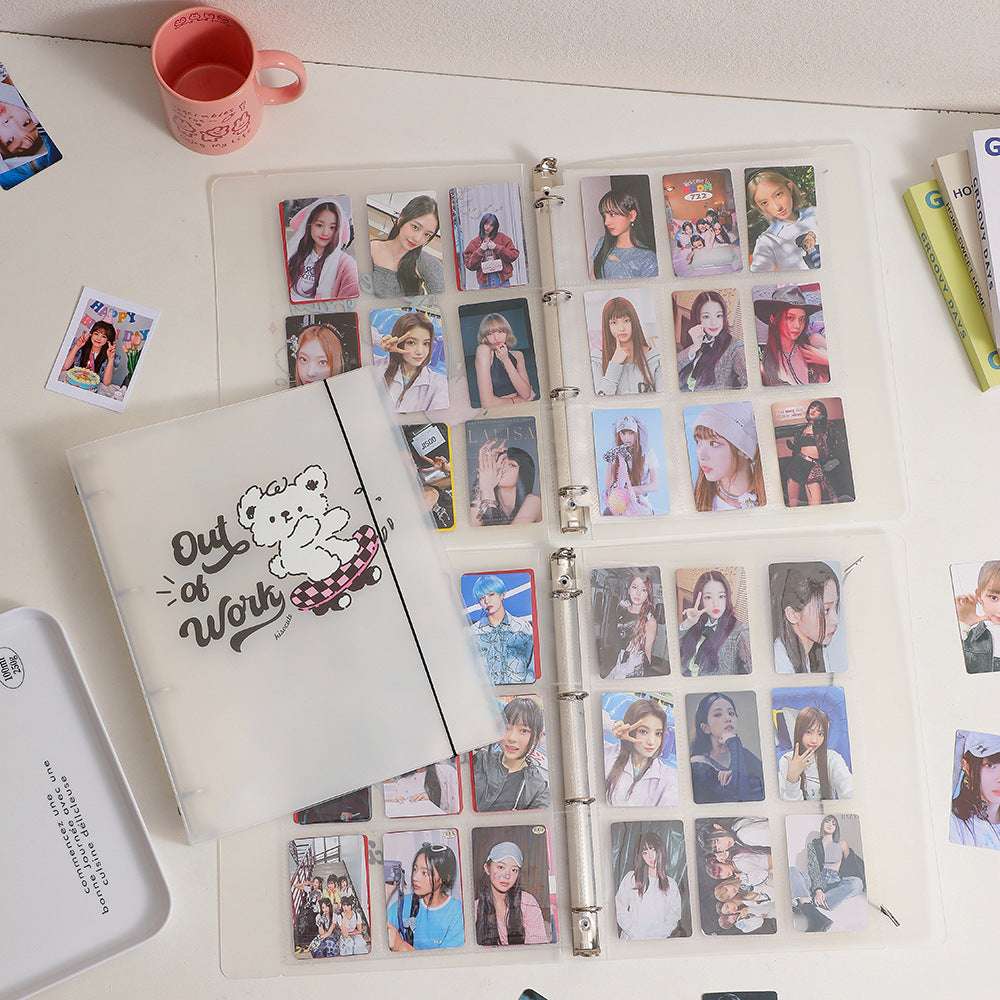 Korean A4 frosted loose-leaf photo album with 25 Premium Photocard Sleeves 9 grid Polaroid storage book Student girls three inch star card book