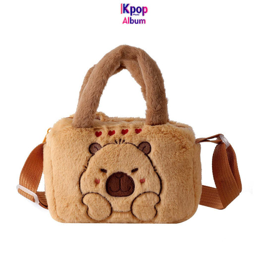 2025 new cartoon plush capybara shoulder bag children's cute messenger bag kindergarten girls hand bag
