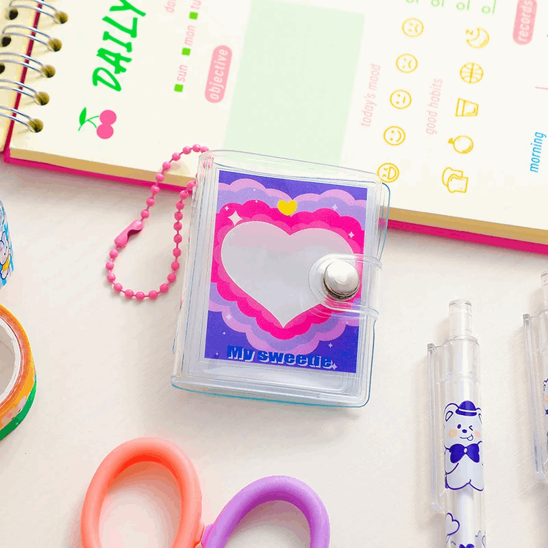 2 Inch 16 Pockets Small Photo Album Mini Photos Collect Book Photocard Holder With Keychain DIY PVC Portable Pocket Album A5