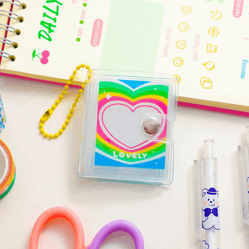 2 Inch 16 Pockets Small Photo Album Mini Photos Collect Book Photocard Holder With Keychain DIY PVC Portable Pocket Album A4