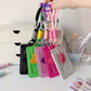 Korean version vertical double card position lanyard card cover girl solid color three-inch Polaroid star chasing card cover meal card campus card bag