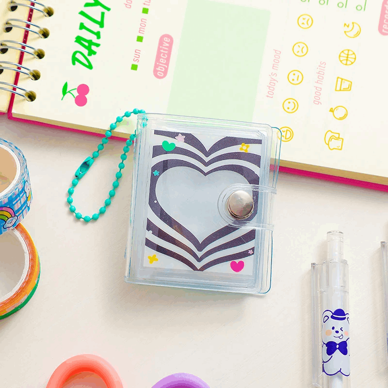 2 Inch 16 Pockets Small Photo Album Mini Photos Collect Book Photocard Holder With Keychain DIY PVC Portable Pocket Album A3
